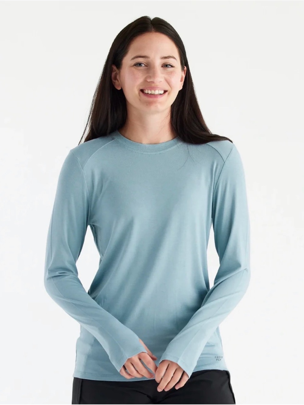 NWT Woman’s Bamboo Shade II Free Fly Ocean Mist Long Sleeve Shirt Top-Size Small